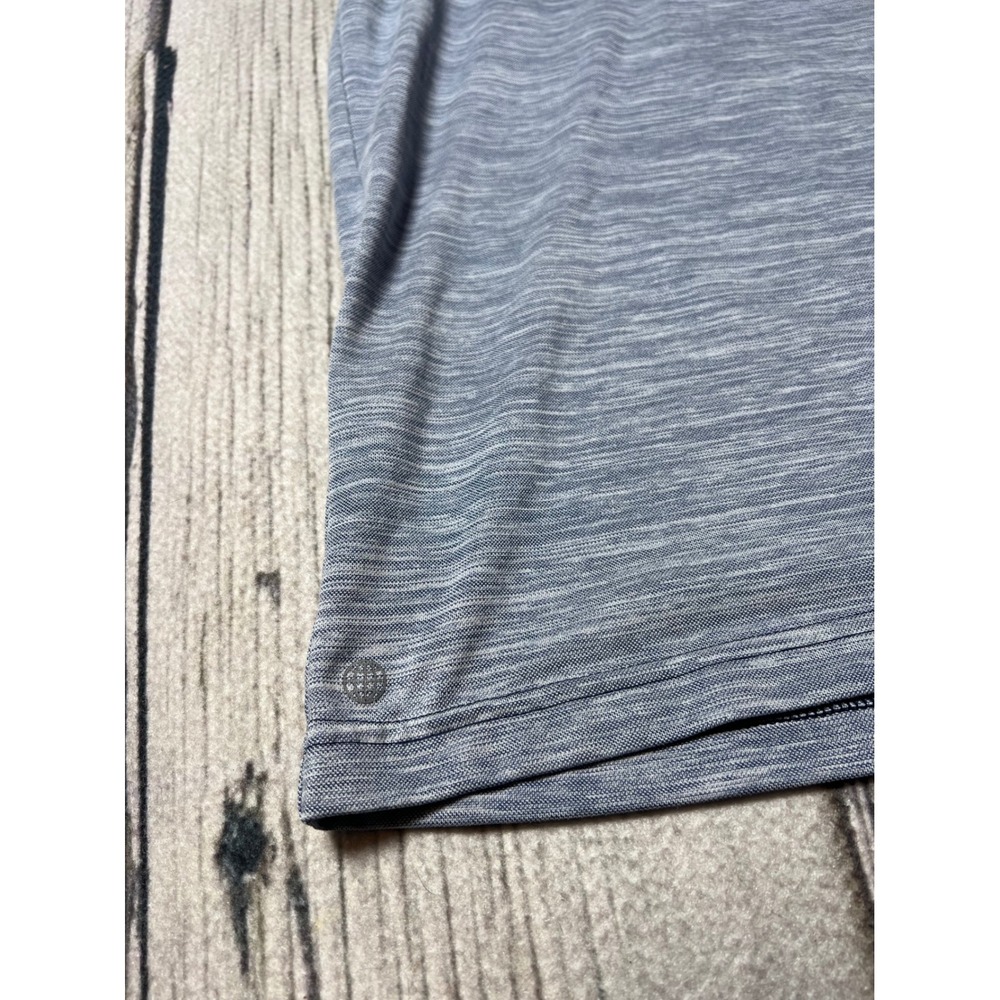 Adidas Mens Golf Polo Shirt XL Blue Heathered Striped Performance Short Sleeve - Picture 2 of 6